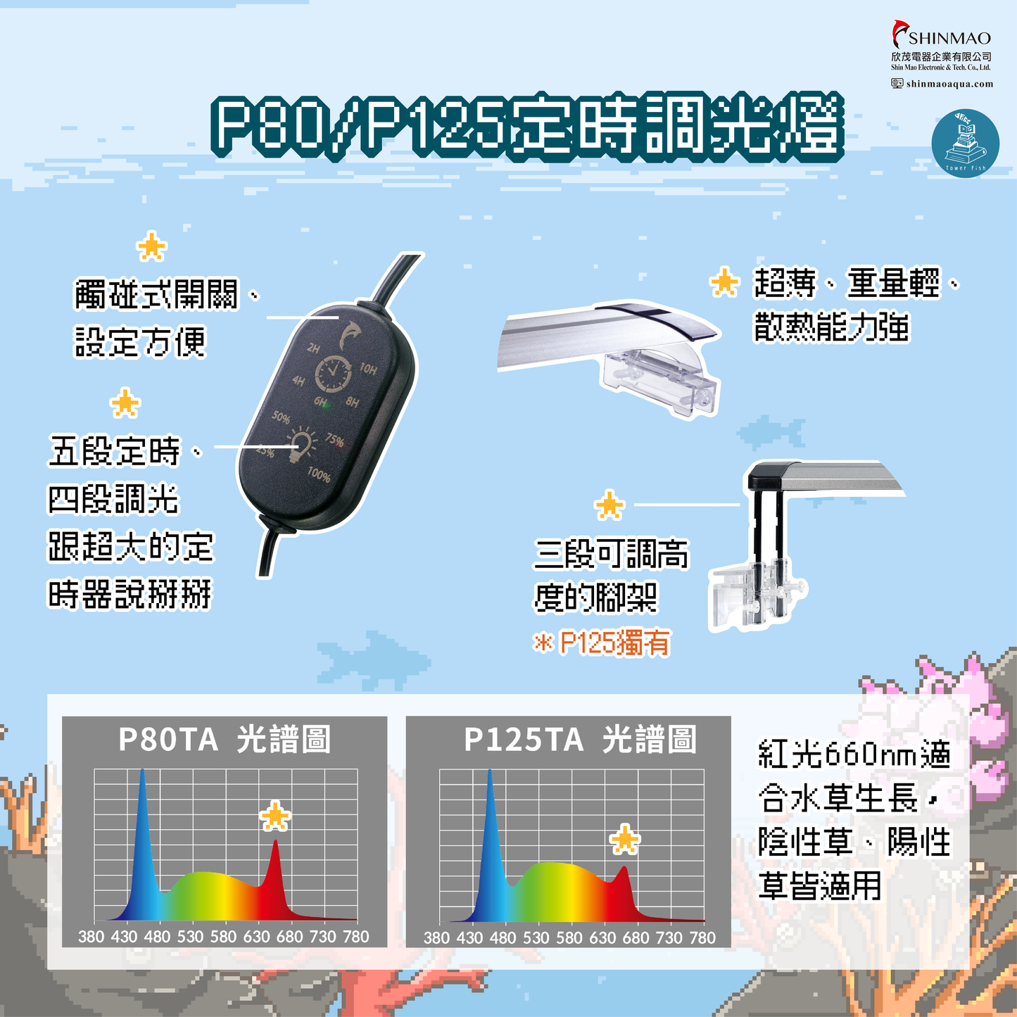 P125高功率定時調光水草燈